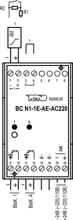 Габариты BC N1-1E-AE-AC220-C